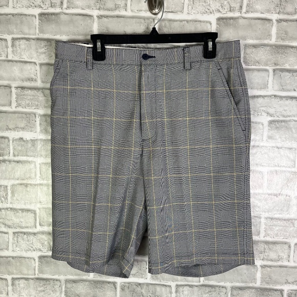 FootJoy Gray Glencheck Poly Stretch Casual Golf Shorts Mens 34 x 10" Inseam - Picture 1 of 8